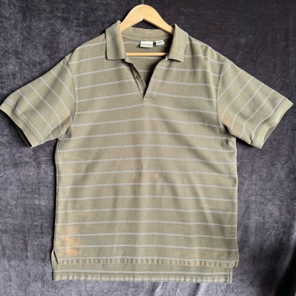 L.L. Bean Men Striped Polo Golf Shirt Size L Tenniscore‎ Preppy Coastal Travel